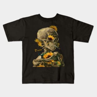 Van Gogh Skull, Sunflowers, Art, Aesthetic art, Surreal art, Kids T-Shirt